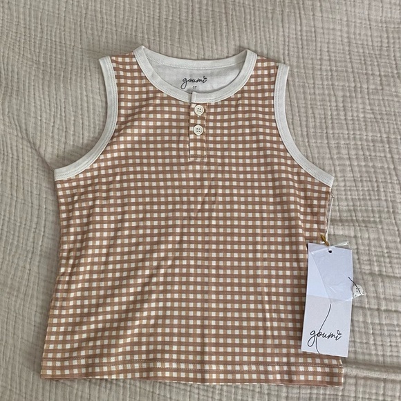 Goumi Neutral Gingham Tank Top - Picture 1 of 4